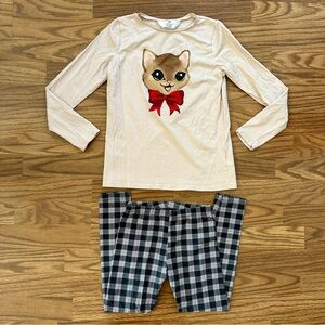 Bundle H&M Girls Size 8-10 Cat Long Sleeve Shirt SO Favorite Leggings Plaid EUC!